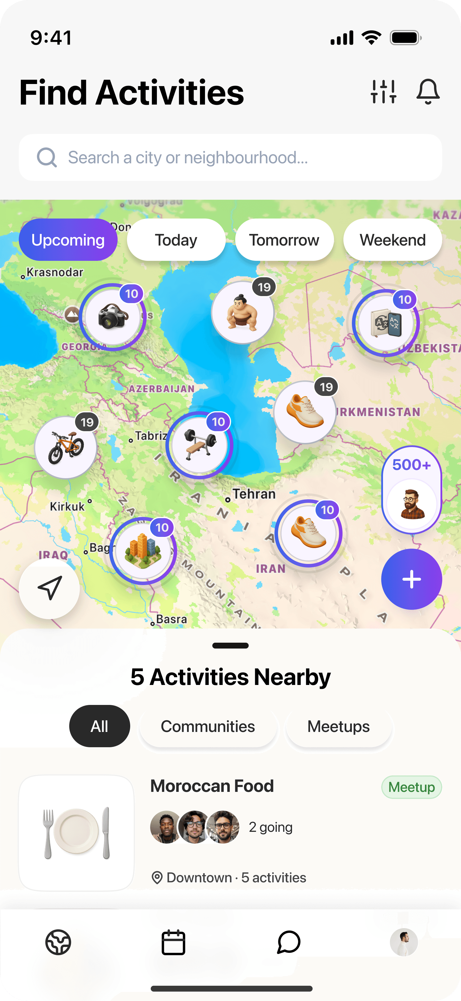 A map of meetups happening near you in Fusemi